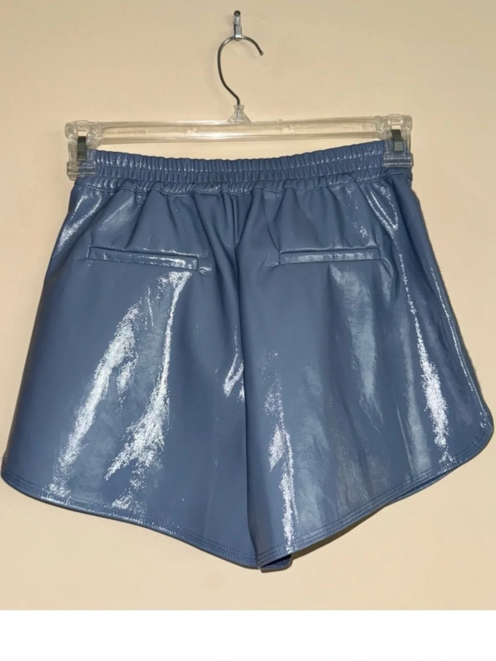 Grey Lab High Waisted Dusty Blue Faux Leather Shorts Size XS NWT!